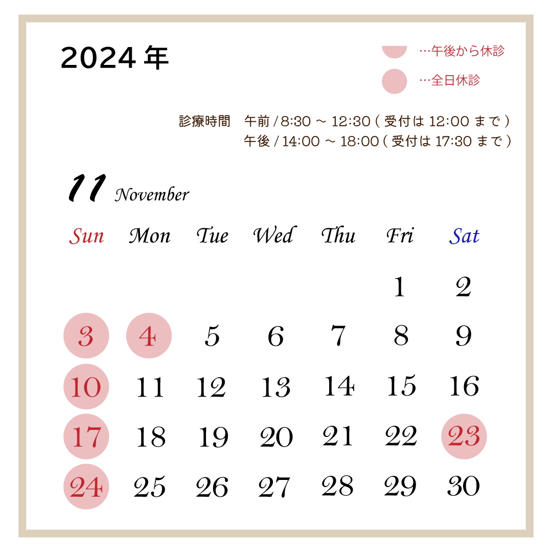 2024年11月休診日